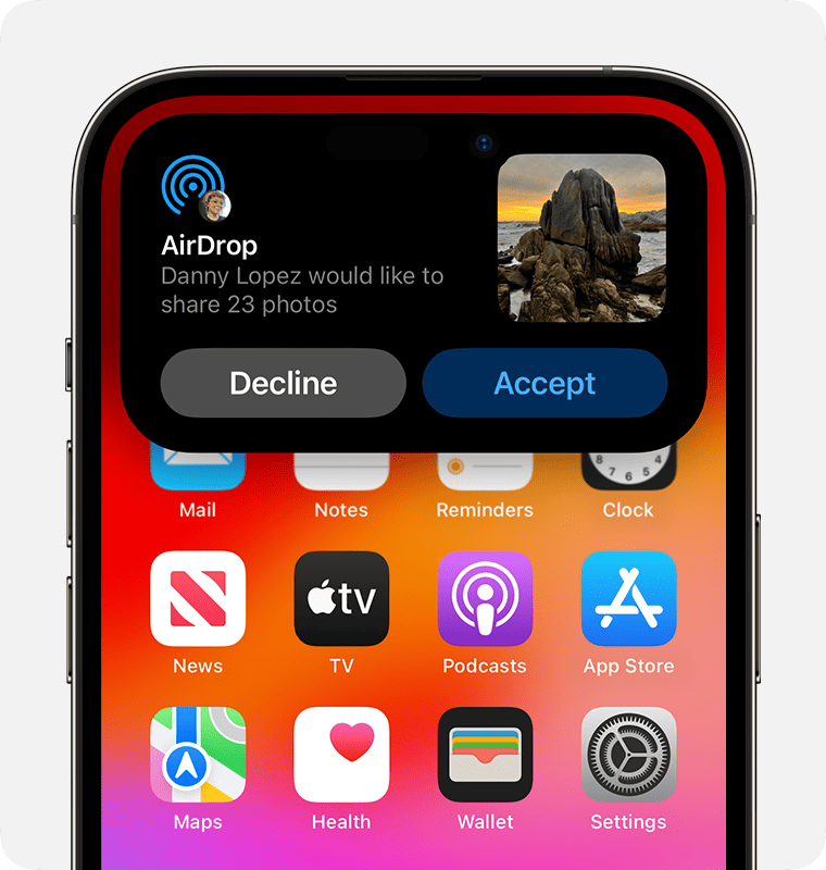 iPhone montrant AirDrop en action iPhone montrant AirDrop en action