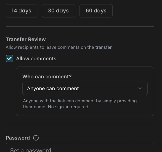 Review settings